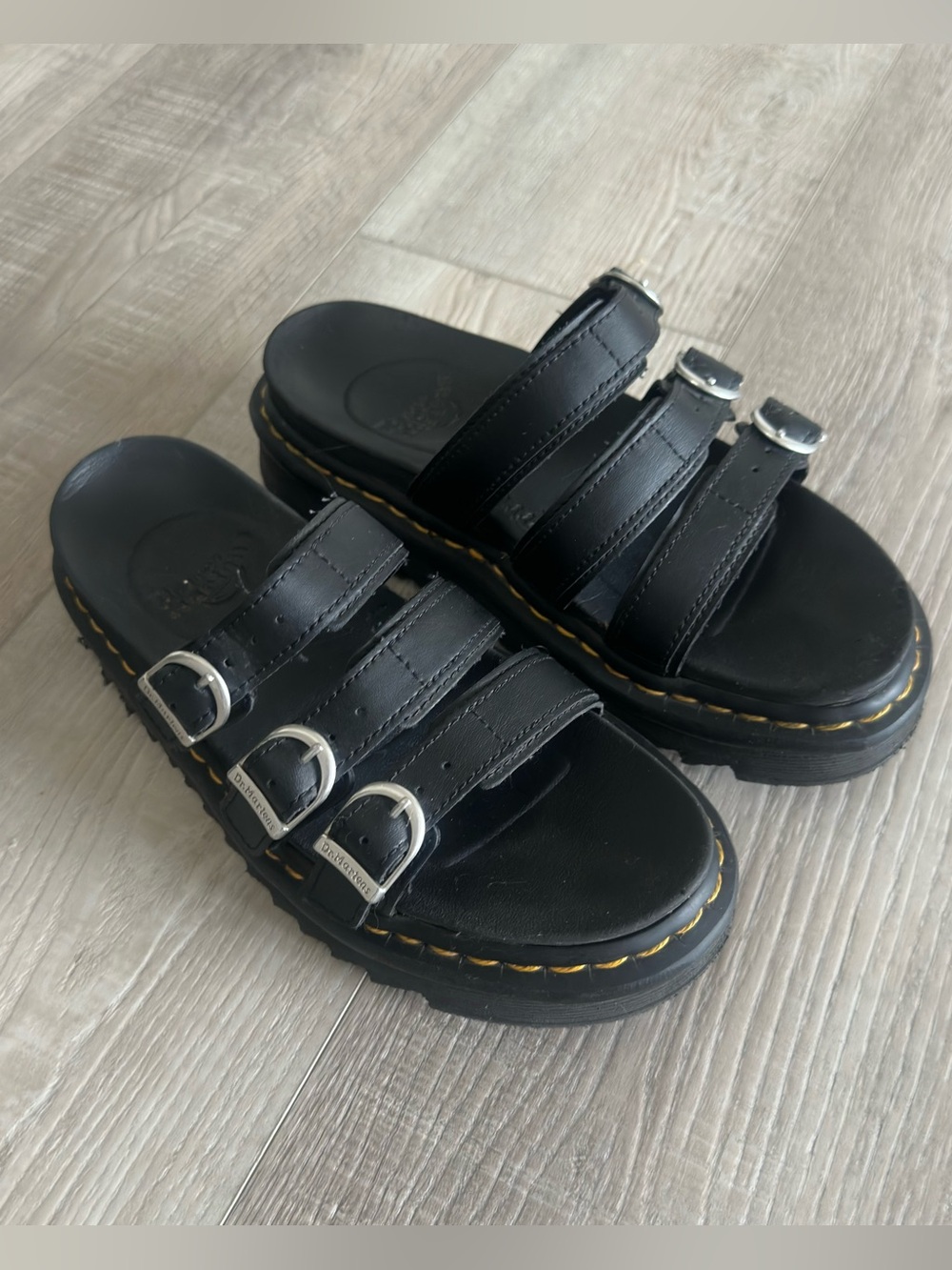 Dr. Martens Triple Buckle Sandles / Black / Leather